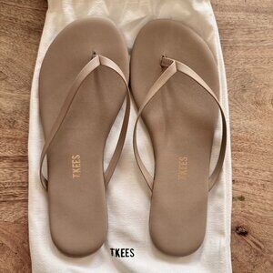 TKees Leather Lily Nudes Flip Flops - Cocobutter / Size 7